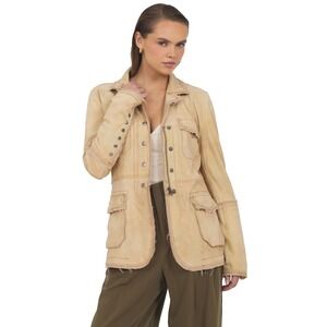 Jakett New York Womens Meryl Waxed Suede Jacket Chamois Size L Tan Retail: $765